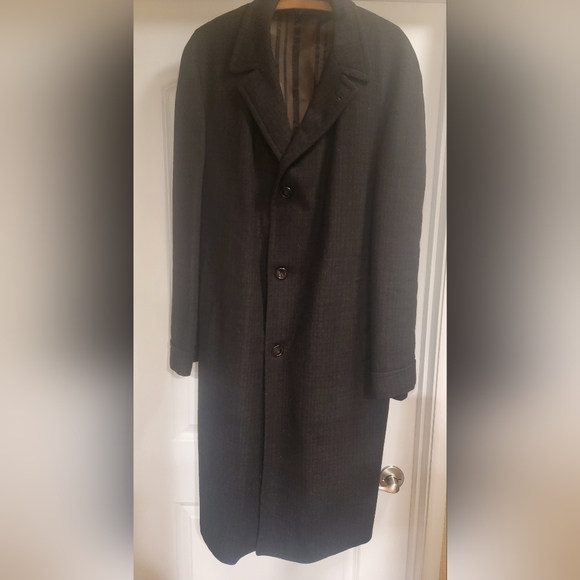 Vintage Men’s Felshire Quality Tailored Black/Dark Grey Micro-plaid Coat - Picture 5 of 11